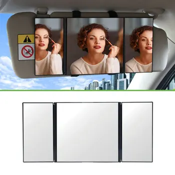 Araba makyaj aynası 3 Bölüm Katlanır Kozmetik Ayna Otomatik Güneş gölgeleme araba siperliği Ayna Ayarlanabilir Otomatik Kozmetik Ayna