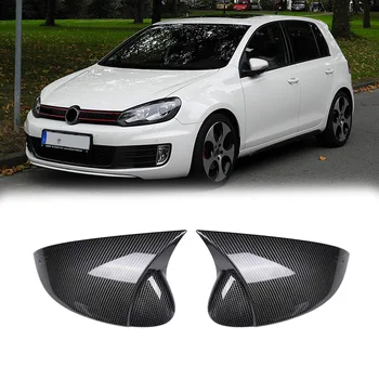 Araba Parlak Siyah Öküz Boynuz Dikiz Yan Cam ayna kapağı Trim Çerçeve Yan Ayna Kapakları Golf 6 için MK6 R20 2009-2013
