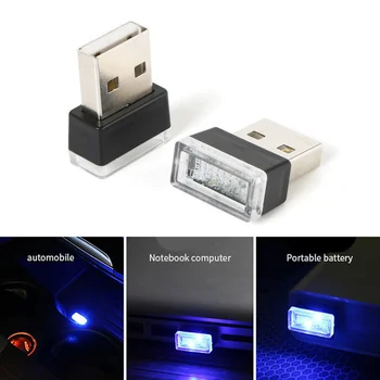 Araba USB Mini mavi led ışık ortam Neon atmosfer ampul oto iç dekoratif lamba taşınabilir dizüstü ışıkları