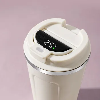 Araç içi Yalıtımlı Fincan 380/510ml Termos Akıllı Kahve Kupa Taşınabilir Termal Bardak Sıcaklık Göstergesi Vakum Şişeleri Su Şişesi