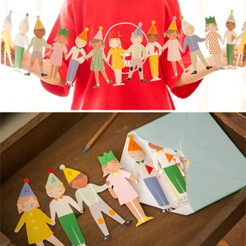 Art Deco Mutlu Doğum Günü Tebrik Kartı El Renkli Kızlar Parti çocuk el Hediye Davetiye Kartı DIY