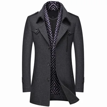 Artı Boyutu 5XL erkek Eşarp Yaka Yün Ceket 2020 Kış Yeni Moda İş Kalın ve Sıcak Erkek Marka Palto Donanma Kahve