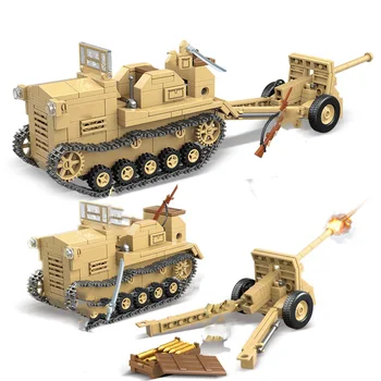 Askeri serisi ikinci Dünya Savaşı Japon Tipi 98 Topçu Traktör asker DIY Modeli oyuncak inşaat blokları Hediyeler