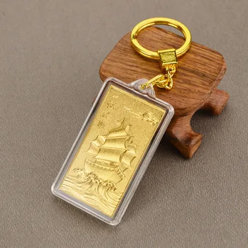 Asklove 3D Altın Anahtar toka 24K Altın Folyo Parti hediyeler Lüks Anahtarlıklar göndermek arkadaşlar meslektaşları hediyeler Dekorasyon Şanslı Kolye