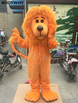 Aslan karikatür maskot kostümü Sahne Performansı Reklam Cosplay Yetişkin Aslan Kral Vahşi Hayvan Karnaval fantezi parti elbisesi Kıyafet