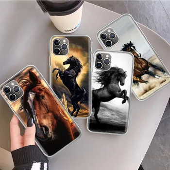 At Büyük Güzellik Dörtnala Silikon Çağrı Telefon Kılıfı İçin Apple iPhone 11 13 14 Pro Max 12 Mini 7 Artı 6 X XR XS 8 6S SE 5S Kapak