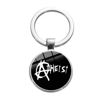Ateist Ateizm Sembolü Anahtarlık Ateizm Hareketi Anahtarlık Sanat Fotoğraf Cam Kubbe Anahtarlık El Sanatları Hediye Anti-Theft
