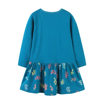 Atlama Metre Yeni Varış Tavuskuşu Boncuk Sonbahar Bahar Kız Parti Elbiseler Pamuk çocuk giyim Çocuklar Doğum Günü Elbise