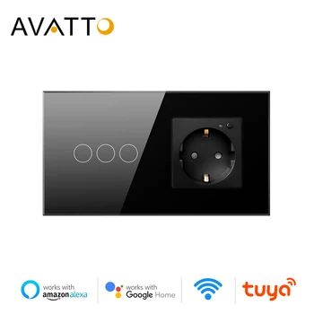 AVATTO Tuya WiFi ışık anahtarı + 16A Akıllı Duvar Outlet Combo, Akıllı Yaşam APP Uzaktan Kumanda WiFi Soket Alexa ile Çalışmak, Google Ev