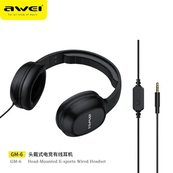 AWEI GM - 6 3.5 mm Kablolu Kulaklık Mikrofon İle Stereo Ses Kulaklık Gerilebilir pc bilgisayar Laptop İçin Müzik Kulaklık