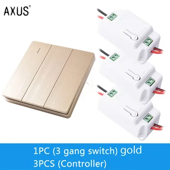 AXUS 433 MHz ışık anahtarı ledli basmalı düğme anahtarı duvar güç Dokunmatik anahtarı AC220V AB standart Akıllı Ev Kablosuz Uzaktan Kumanda