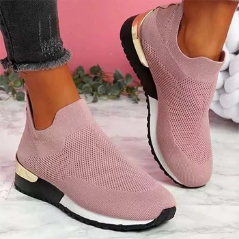 Ayakkabı Kadın vulkanize ayakkabı Bayanlar Düz Renk Slip-On Sneakers Kadın Rahat spor ayakkabılar 2021 Moda Mujer Ayakkabı