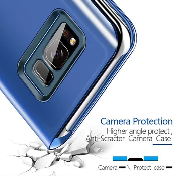 Ayna Akıllı Flip Case Samsung Galaxy Not için 20 Ultra 5G Lüks Clear View Deri Standı Kapak İçin Galaxy S20 FE S21 Artı Durumda