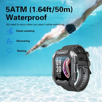 Açık üç savunma akıllı saat spor modu yüzme güçlü su geçirmez tam uyumlu akıllı saat erkekler kız için 1.71 inç
