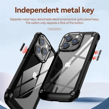 Ağır Zırh Darbeye Dayanıklı Şeffaf Sert PC Tampon Telefon Kılıfı İçin iPhone 13 12 11 14 Pro Max XSMax XR X XS SE 7 8 Artı Kapak