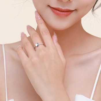 Aılmay 925 Ayar Gümüş moda takı Temizle CZ Zarif Basit Kalp Parmak Yüzük Kadınlar İçin Düğün Nişan Takı Hediye