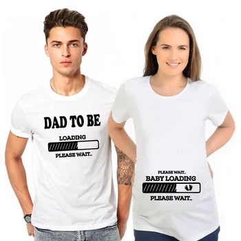 Baba Olmak Bebek Yükleme Çift T-Shirt Yaz Komik Annelik Eşleştirme T Shirt Gebelik Duyuru Gömlek Elbise Kıyafetler