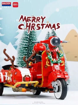 BALODY mini Blokları Çocuklar oyuncak inşaat blokları Noel Motosiklet Tuğla Erkek DIY Bulmaca Kız Tatil Hediye Ev Dekor 21059