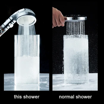 Banyo Anahtarı Düğmesi Yüksek Basınç 3 Modu Ayarlanabilir Banyo yağmur biçimli duş Kafa Su Tasarrufu SPA Turmalin Filtre