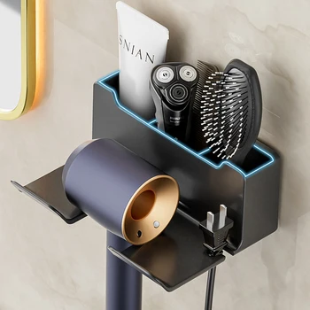 Banyo Tuvalet Saç Kurutma Makinesi Braketi Duvara monte Fan Yerleştirilen Depolama Raf Askı Saç şekillendirici Ürün Bakımı alet düzenleyici