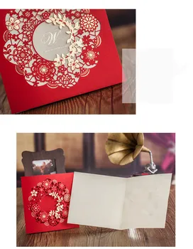 Basit tasarım çin kırmızı lazer kesim düğün davetiyesi kartı ile ücretsiz kargo düğün davetiyeleri düğün süslemeleri