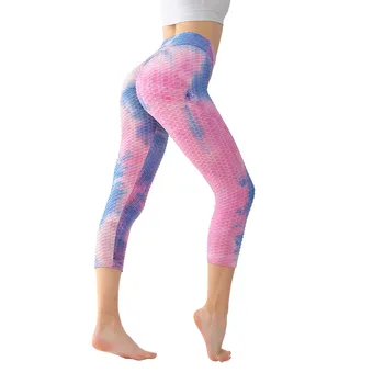 Batik Yüksek Bel Capri Yoga Pantolon Kadınlar için Egzersiz Koşu Spor Tayt Artı Boyutu XXL Ezme Butt Tayt Spor Giyim