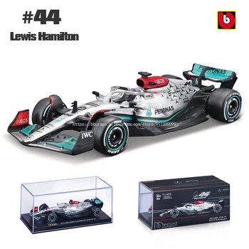 Bburago 1: 43 2022 F1 Mercedes-AMG W13 # 44 Hamilton # 63 Russell akrilik versiyonu alaşım lüks araba kalıp döküm araba modeli oyuncaklar