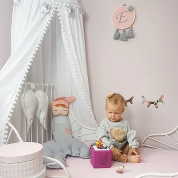 Bebek Beşik Netleştirme Odası Dekor Cibinlik Yeni Özel çocuk Odası Dekore Yün Topu Kubbe Yatak Çadır Cibinlik Yatak Çadır Çocuk
