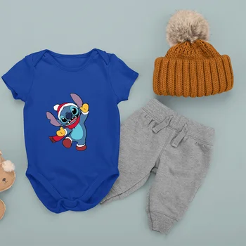 Bebek Giysileri Noel Dikiş Baskı Yenidoğan Kız Bodysuit Harajuku çocuk tulumları Sokak Moda Kısa Kollu Toddler Tulum