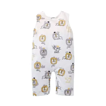 Bebek Giysileri Yaz Bebek Kız Erkek Karikatür Hayvan Romper Kolsuz Genel Pamuk Tulum Kıyafetler 0-18 Ay