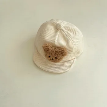 Bebek Katı beyzbol şapkası Kız Sonbahar Kış Moda Ayı Nakış Yumuşak Sıcak Tutmak Doruğa Şapka Bebek Yeni Aksesuarlar