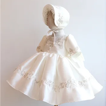 Bebek Kız Prenses Elbise çocuk Kostümleri Kısa Kollu Beyaz ipek çiçek kız çocuk elbiseleri Çocuk Doğum Günü Elbise Parti Elbise