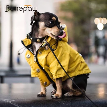Benepaw Dayanıklı Köpek Yağmurluk Cep Su Geçirmez Giysiler Çift Katmanlı Zip Yağmur Pet Ceket Kapşonlu Küçük Orta Büyük Köpekler İçin