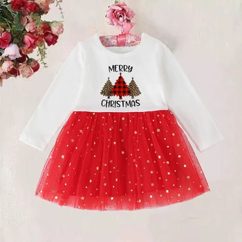 Benim İlk Noel Yenidoğan Bebek Kırmızı Elbise Kız Yürüyor Çocuk Geyik Çocuk Tutu Elbiseler Küçük Bebek Prenses Noel Partisi hediye