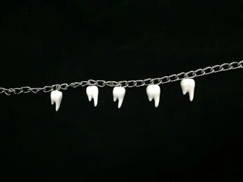 Beyaz diş Kolye Kolye çok yönlü erkek ve kadın moda hip hop çift gümüş takı kolye
