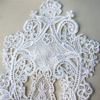 Beyaz İşlemeli Kumaş Aplikler Flora Gotik Barok Elbisesi Yaka Yama Dikmek Düğün Dekorasyon İçin Elbise DIY