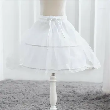 Beyaz Çocuk Petticoat Balo Tek Katmanlı Çocuklar Kabarık Etek Dantel Trim Resmi Kız Jüpon Elastik Bel İpli