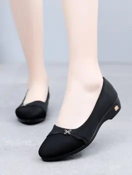 Bez Ayakkabı kadın ayakkabısı İlkbahar Ve Sonbahar Yeni Kama Yumuşak Alt kaymaz Siyah Takım İş iş ayakkabısı Bir Pedal