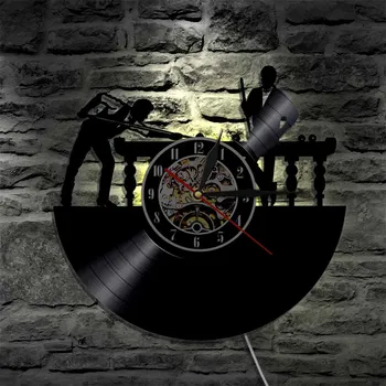 Bilardo Oyuncu Duvar Saati Benzersiz Havuz Bilardo Snooker Odası Dekor Vinil kayıt saati Hediye reloj de pared moderno reloj pared