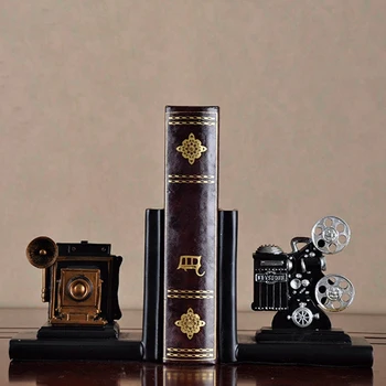 Bookends Kitaplar Güveniyor Retro Kamera Film Film Projektör koleksiyoncu Yaratıcı Kitaplık Organize Kitaplar Ofis Mobilyaları