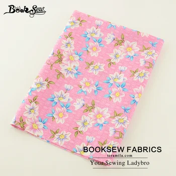 Booksew 100 % pamuklu Poplin Kumaş Pembe Yağ Çeyrek Baskılı Çiçek Tasarım Yumuşak Dikiş DIY Gömlek El Sanatları Giyim Elbise CM Başına