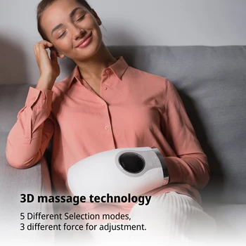 Breo WOWOS Elektrikli Acupressure el masaj aleti Palm parmak masajı hava basıncı ısı sıkıştırma ve LCD ekran