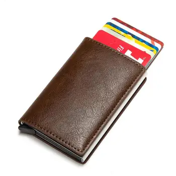 Bycobecy Rfıd Engelleme Kredi kart tutucu Erkek Cüzdan Kart Sahibi deri cüzdan Alüminyum Kutu Iş Banka Kartı Durumda Çanta Cüzdan