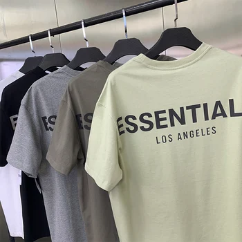 Büyük boy erkek Essentials Tee Gömlek Kısa Kollu T Gömlek Kadınlar için Yansıtıcı Mektup Hip Hop Üst Gevşek Unisex Streetwear