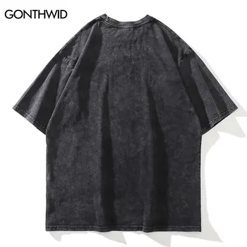 Büyük boy Erkek Tişört Hip Hop Japon Kız Kelebek Baskı Sıkıntılı Punk Gotik Tee Gömlek Streetwear 2022 Yaz günlük t-shirt