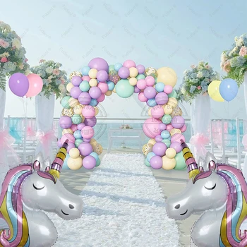 Büyük Unicorn Balonlar Garland Kemer Kiti 32 inç Degrade Numarası Folyo Balonlar Kızlar İçin Doğum Günü Bebek Duş Parti Dekorları Hediye