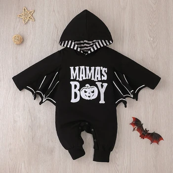Cadılar bayramı Bebek Bebek Erkek Kız Kapşonlu Tulum Yarasa Cosplay Kostüm Babany bebe Yenidoğan Tulum Uzun Kollu Hoodies