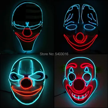 Cadılar bayramı Festivali parti ışığı Up Palyaço Maskesi Film Cosplay Rave Maskesi aydınlık LED Maske DJ Cosplay Parti Gece Kulübü Kostümleri