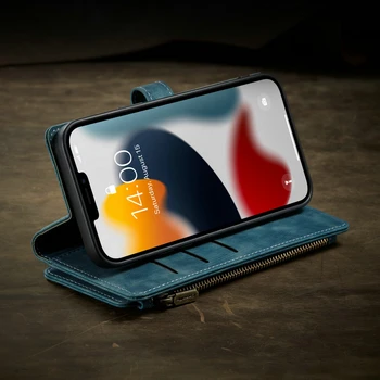 CaseMe Telefon 13 iPhone için kılıf 12 Min Xs Xr Xs Max 7 8 6S Artı Fermuar 10 Kart Yuvası deri cüzdan iPhone 13Pro Standı Kapak