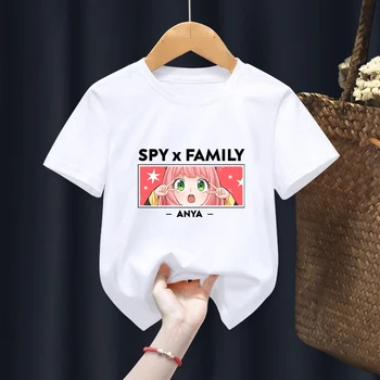 Casus X Aile T-shirt Kız Giyim Tshirt Çocuklar Kawaii Karikatür Anime Üstleri Anya ve Bond Tee-shirt Harajuku Erkek Grafik Tee Yeni